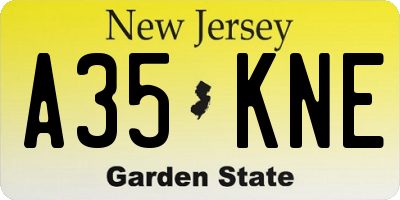 NJ license plate A35KNE