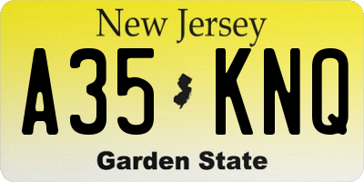 NJ license plate A35KNQ