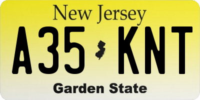 NJ license plate A35KNT