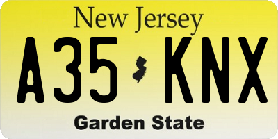 NJ license plate A35KNX