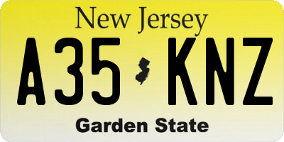NJ license plate A35KNZ