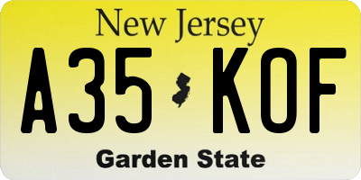 NJ license plate A35KOF