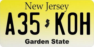 NJ license plate A35KOH