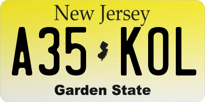 NJ license plate A35KOL