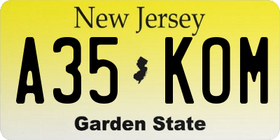 NJ license plate A35KOM