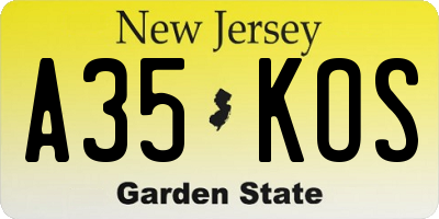 NJ license plate A35KOS