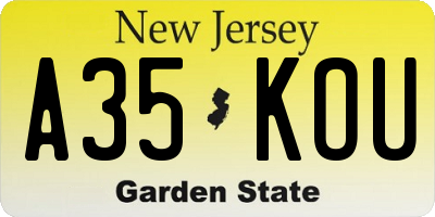 NJ license plate A35KOU