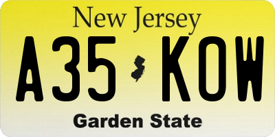 NJ license plate A35KOW