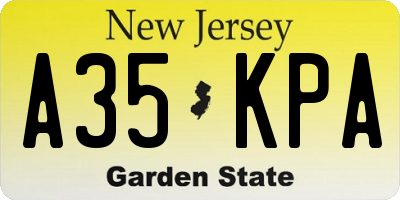 NJ license plate A35KPA