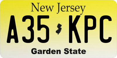 NJ license plate A35KPC