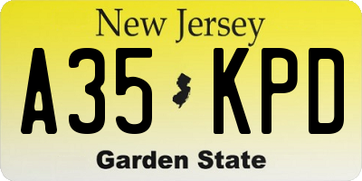 NJ license plate A35KPD