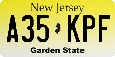 NJ license plate A35KPF