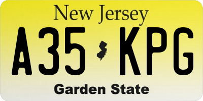 NJ license plate A35KPG