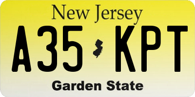 NJ license plate A35KPT