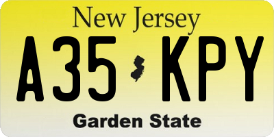 NJ license plate A35KPY