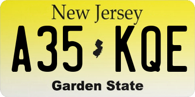 NJ license plate A35KQE