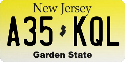 NJ license plate A35KQL