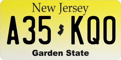 NJ license plate A35KQO