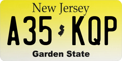 NJ license plate A35KQP
