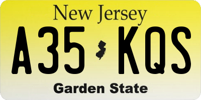 NJ license plate A35KQS