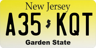 NJ license plate A35KQT