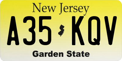 NJ license plate A35KQV