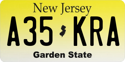 NJ license plate A35KRA
