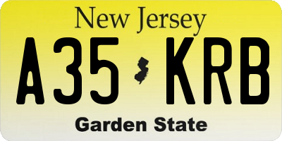 NJ license plate A35KRB