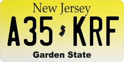 NJ license plate A35KRF