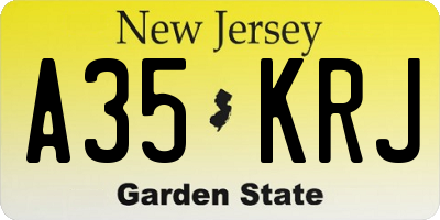 NJ license plate A35KRJ