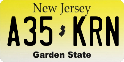 NJ license plate A35KRN