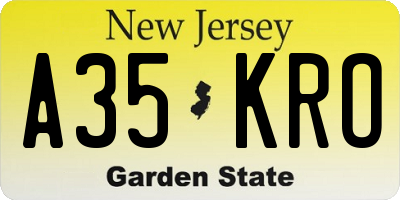 NJ license plate A35KRO