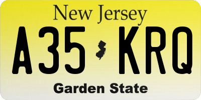 NJ license plate A35KRQ