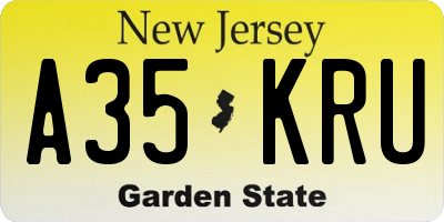 NJ license plate A35KRU