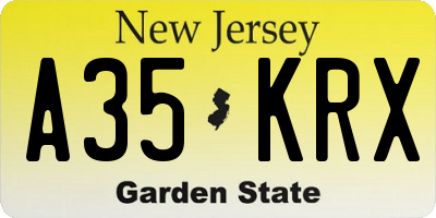 NJ license plate A35KRX