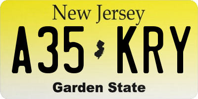 NJ license plate A35KRY
