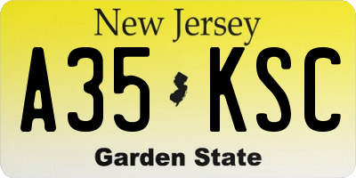 NJ license plate A35KSC