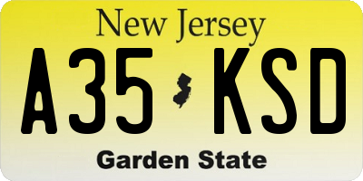 NJ license plate A35KSD