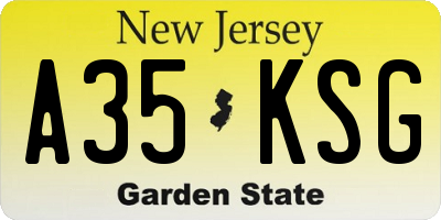 NJ license plate A35KSG