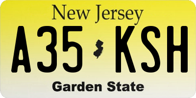NJ license plate A35KSH