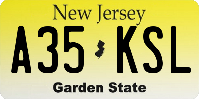 NJ license plate A35KSL