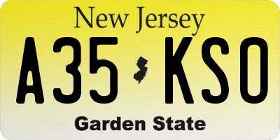 NJ license plate A35KSO