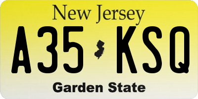 NJ license plate A35KSQ