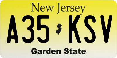 NJ license plate A35KSV