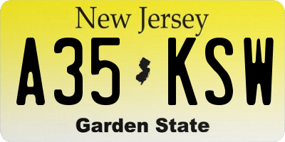 NJ license plate A35KSW