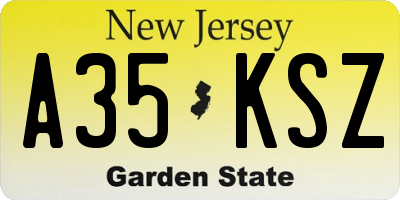 NJ license plate A35KSZ