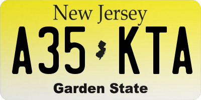 NJ license plate A35KTA