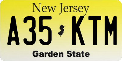 NJ license plate A35KTM