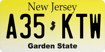 NJ license plate A35KTW