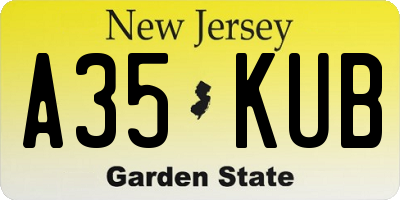 NJ license plate A35KUB